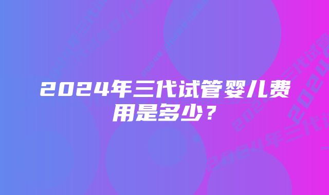 2024年三代试管婴儿费用是多少？