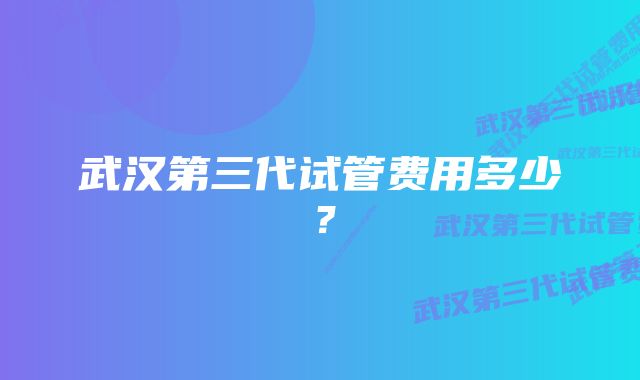 武汉第三代试管费用多少？