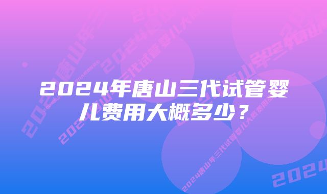 2024年唐山三代试管婴儿费用大概多少？