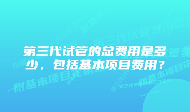 第三代试管的总费用是多少，包括基本项目费用？