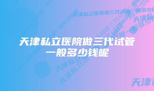 天津私立医院做三代试管一般多少钱呢