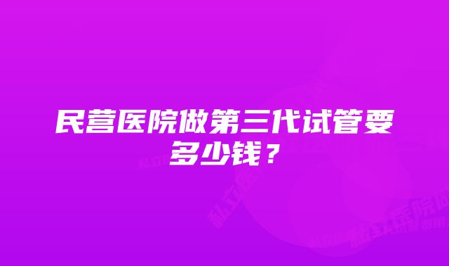 民营医院做第三代试管要多少钱？