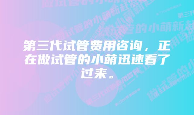 第三代试管费用咨询，正在做试管的小萌迅速看了过来。