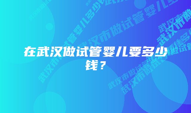 在武汉做试管婴儿要多少钱？