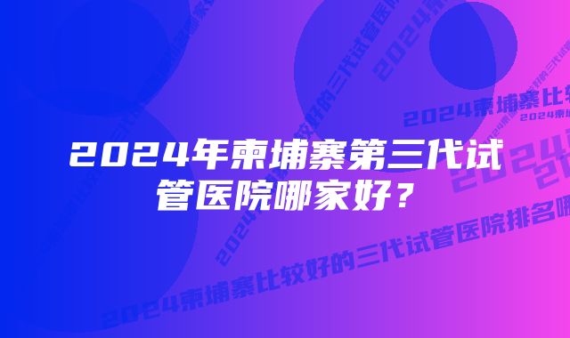 2024年柬埔寨第三代试管医院哪家好？