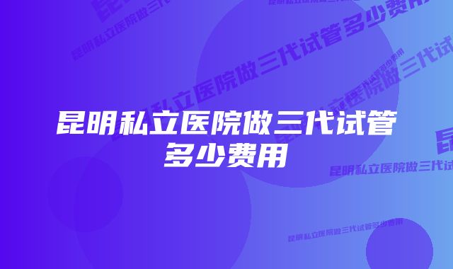 昆明私立医院做三代试管多少费用