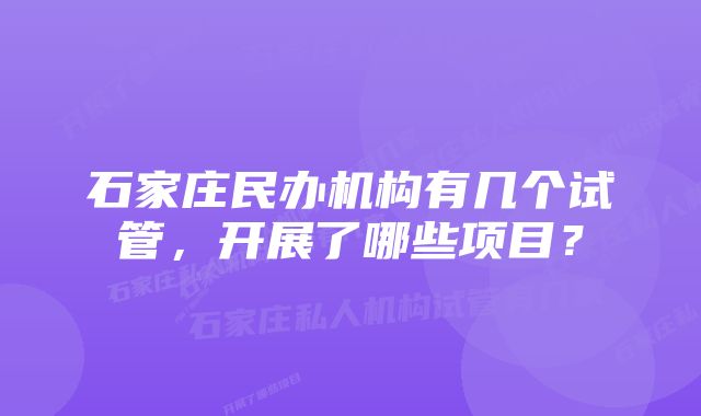 石家庄民办机构有几个试管，开展了哪些项目？