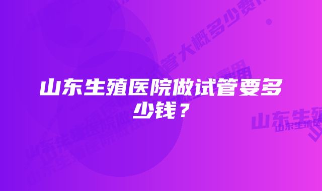 山东生殖医院做试管要多少钱？