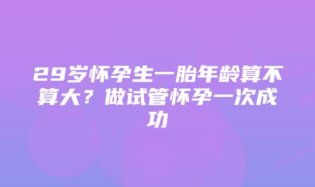 29岁怀孕生一胎年龄算不算大？做试管怀孕一次成功