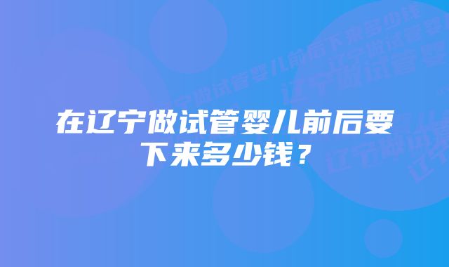 在辽宁做试管婴儿前后要下来多少钱？