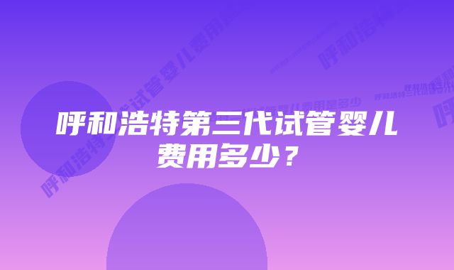 呼和浩特第三代试管婴儿费用多少？