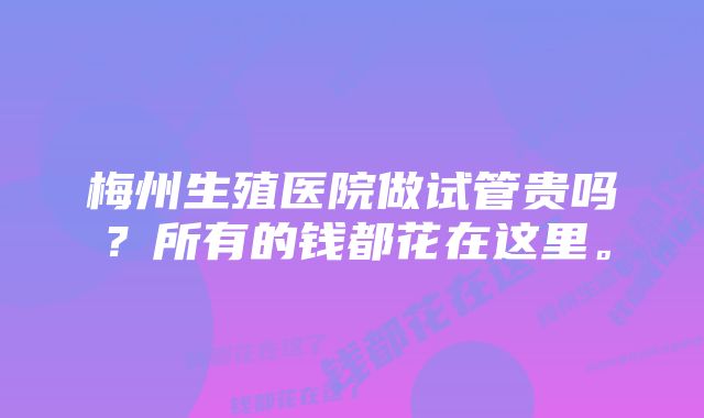 梅州生殖医院做试管贵吗？所有的钱都花在这里。