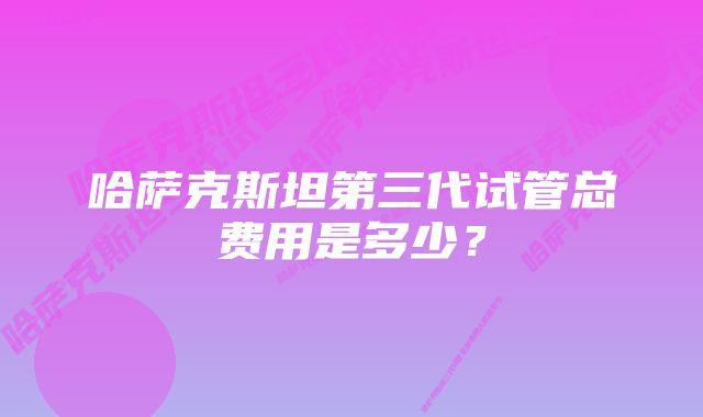 哈萨克斯坦第三代试管总费用是多少？