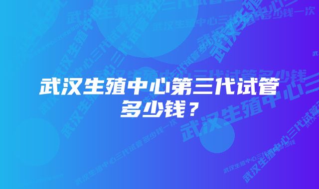 武汉生殖中心第三代试管多少钱？