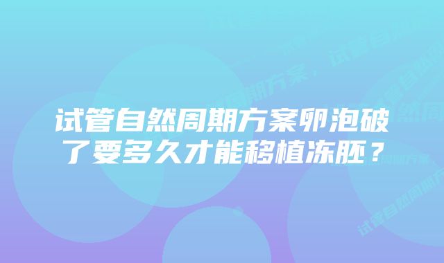 试管自然周期方案卵泡破了要多久才能移植冻胚？