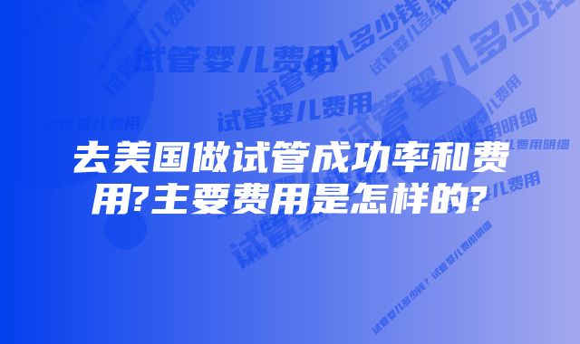 去美国做试管成功率和费用?主要费用是怎样的?