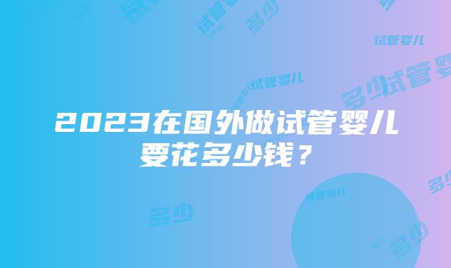 2023在国外做试管婴儿要花多少钱？