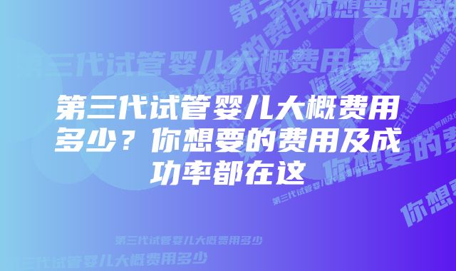 第三代试管婴儿大概费用多少？你想要的费用及成功率都在这