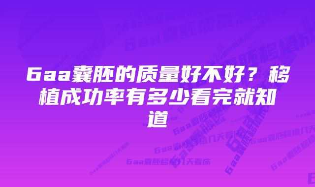 6aa囊胚的质量好不好？移植成功率有多少看完就知道