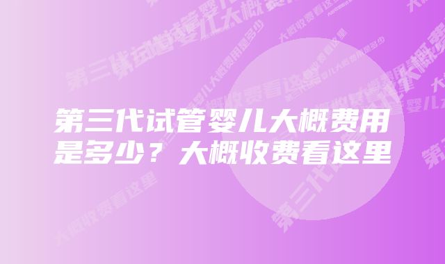 第三代试管婴儿大概费用是多少？大概收费看这里