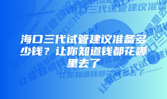 海口三代试管建议准备多少钱？让你知道钱都花哪里去了