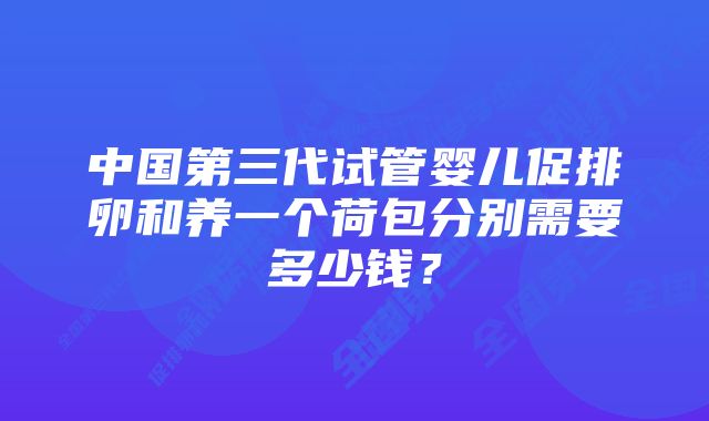 中国第三代试管婴儿促排卵和养一个荷包分别需要多少钱？