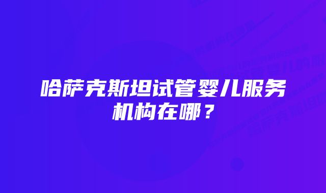 哈萨克斯坦试管婴儿服务机构在哪？