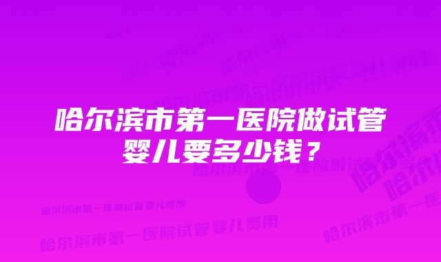 哈尔滨市第一医院做试管婴儿要多少钱？