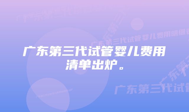 广东第三代试管婴儿费用清单出炉。