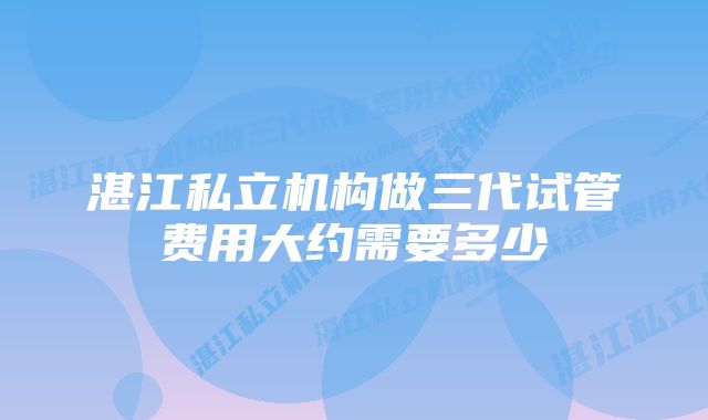 湛江私立机构做三代试管费用大约需要多少