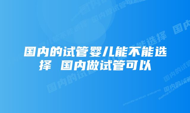 国内的试管婴儿能不能选择 国内做试管可以