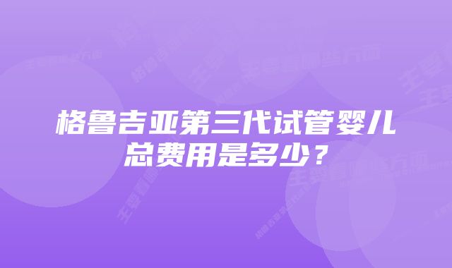 格鲁吉亚第三代试管婴儿总费用是多少？