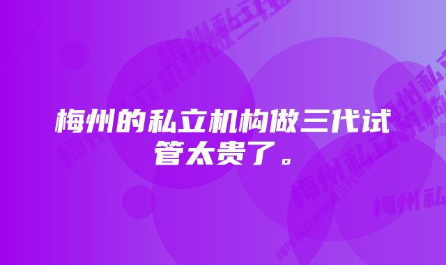 梅州的私立机构做三代试管太贵了。