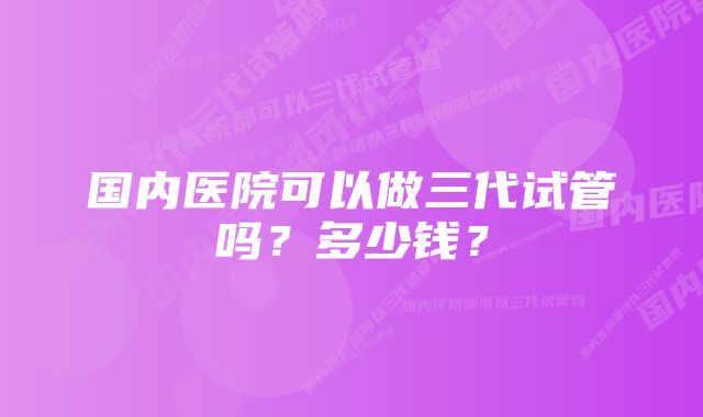 国内医院可以做三代试管吗？多少钱？