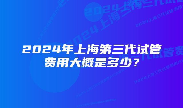 2024年上海第三代试管费用大概是多少？