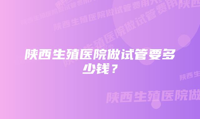 陕西生殖医院做试管要多少钱？