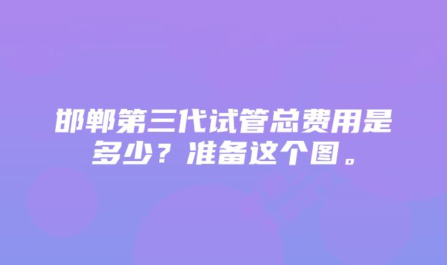 邯郸第三代试管总费用是多少？准备这个图。