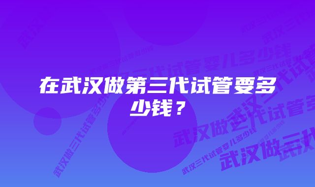 在武汉做第三代试管要多少钱？