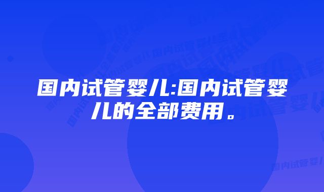 国内试管婴儿:国内试管婴儿的全部费用。