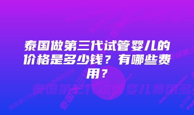 泰国做第三代试管婴儿的价格是多少钱？有哪些费用？