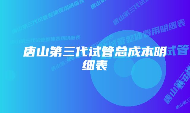 唐山第三代试管总成本明细表