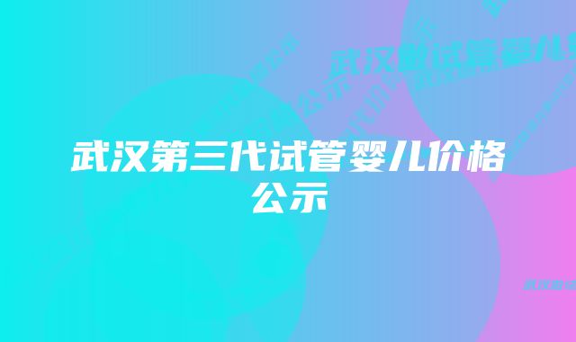 武汉第三代试管婴儿价格公示