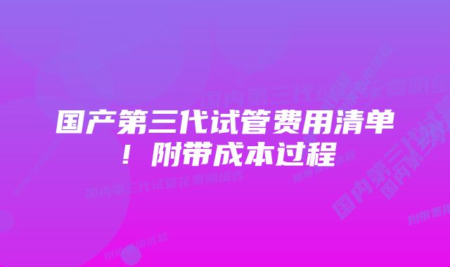 国产第三代试管费用清单！附带成本过程