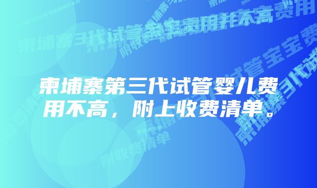 柬埔寨第三代试管婴儿费用不高，附上收费清单。