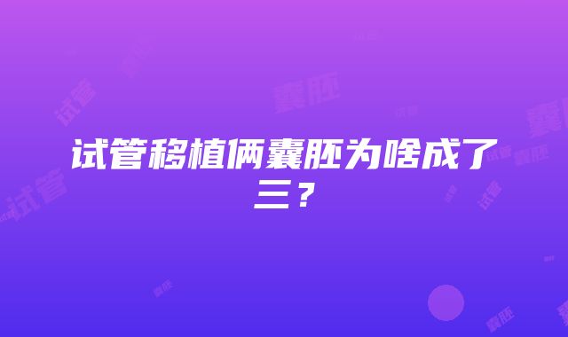 试管移植俩囊胚为啥成了三？