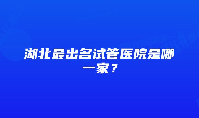 湖北最出名试管医院是哪一家？