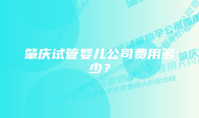 肇庆试管婴儿公司费用多少？