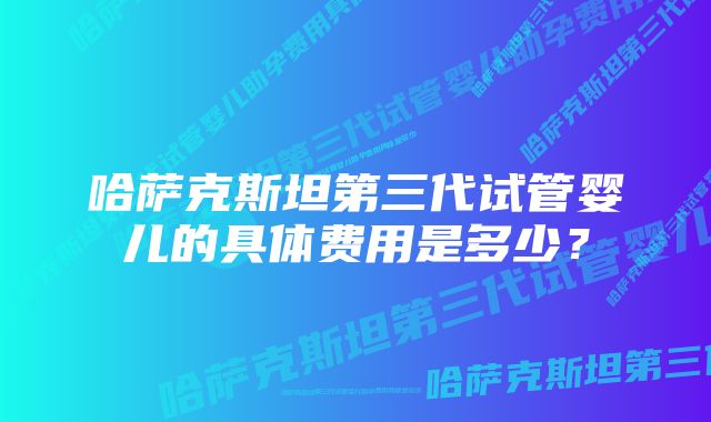 哈萨克斯坦第三代试管婴儿的具体费用是多少？