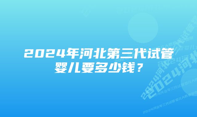 2024年河北第三代试管婴儿要多少钱？