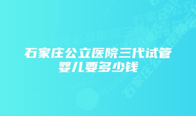 石家庄公立医院三代试管婴儿要多少钱